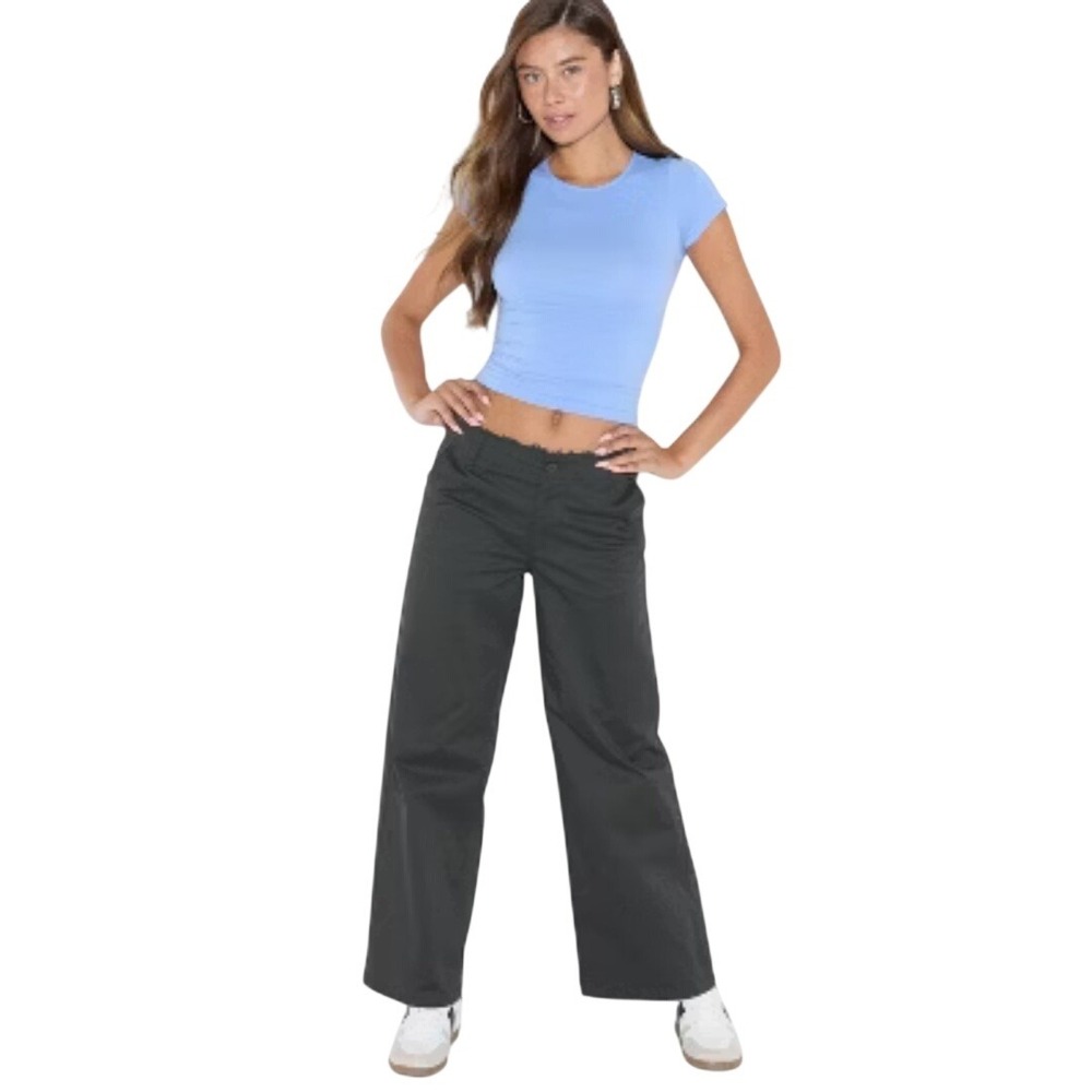 Wild Fable Women's Dark Gray Wide Leg Raw Hem Waistband Pants Size XXL